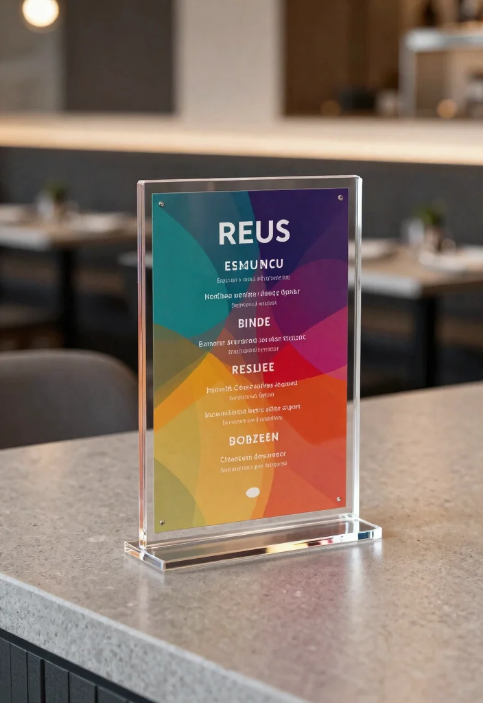 17 Menu Stand Design Ideas That Grab Attention - 2. Sleek Modern Acrylic 1