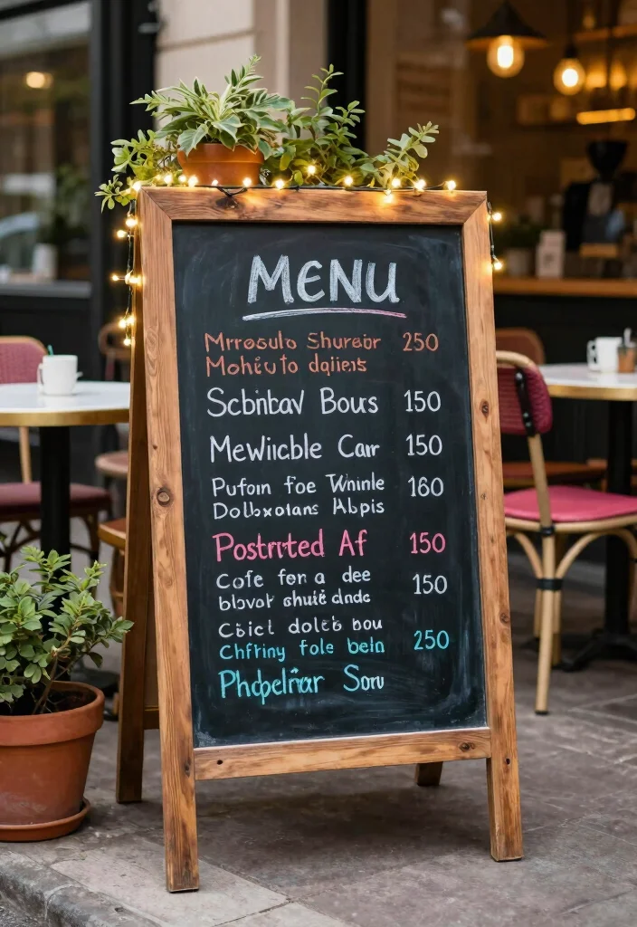 17 Menu Stand Design Ideas That Grab Attention - 3. Vintage Chalkboard Appeal 1