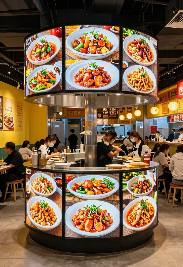 17 Menu Stand Design Ideas That Grab Attention - 9. Rotating Menu Displays 1