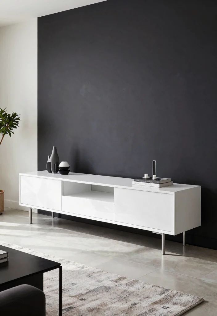 17 TV Stand 2026 Trending Ideas That Elevate Your Living Room - 16. Minimalist Sleek TV Stand: Ultra Modern 1
