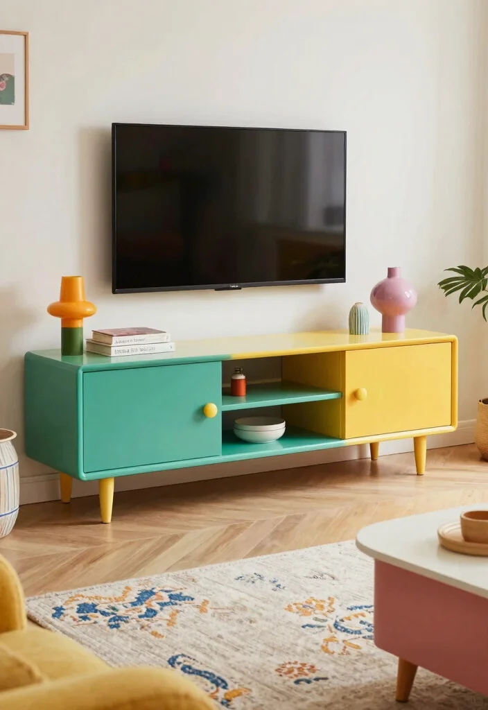 17 TV Stand 2026 Trending Ideas That Elevate Your Living Room - 17. Customizable Color TV Stand: Personal Expression 1