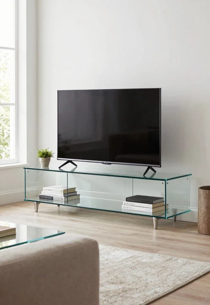 17 TV Stand 2026 Trending Ideas That Elevate Your Living Room - 5. Glass TV Stand: Sleek and Modern 1