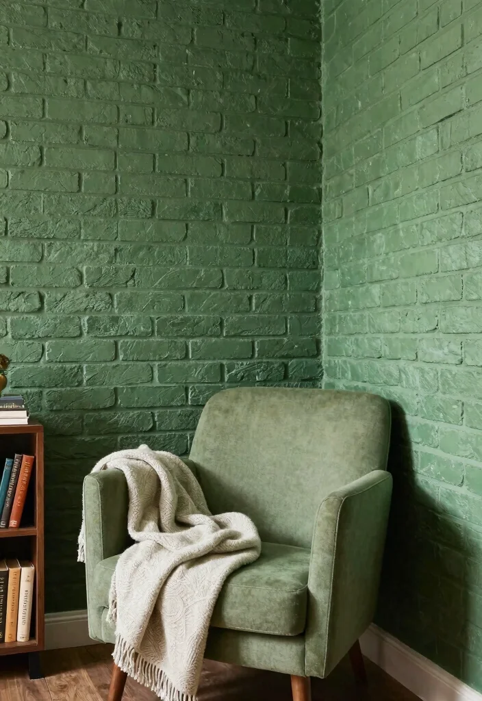 18 Brick Wall Wallpaper Ideas That Add Urban Edge - 11. Green Brick for Nature Lovers 1