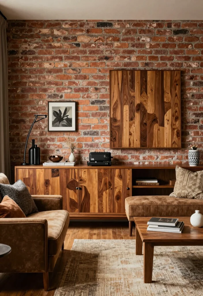 18 Brick Wall Wallpaper Ideas That Add Urban Edge - 18. Mixing Styles: Brick and Other Materials 1