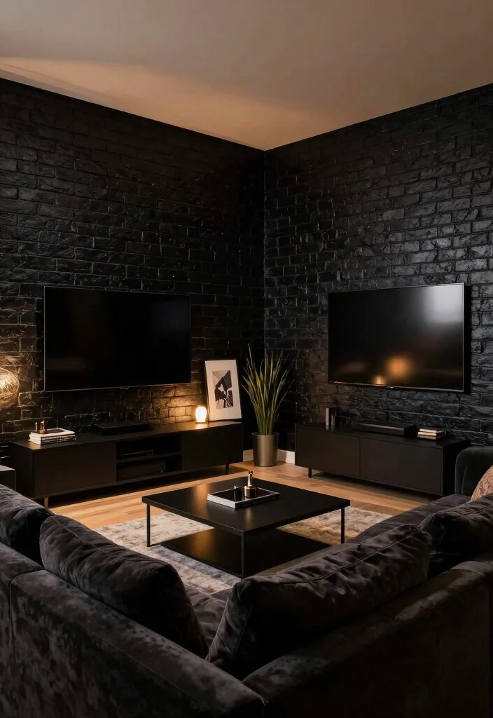 18 Brick Wall Wallpaper Ideas That Add Urban Edge - 4. Black Brick for Dramatic Flair 1