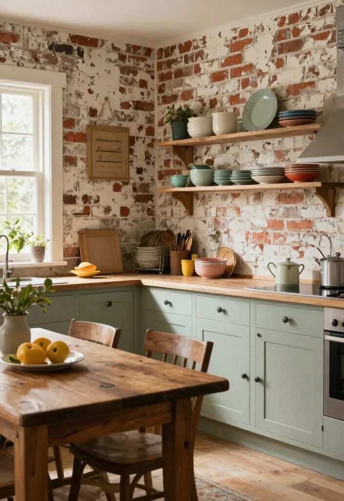 18 Brick Wall Wallpaper Ideas That Add Urban Edge - 6. Vintage Charm with Distressed Brick 1