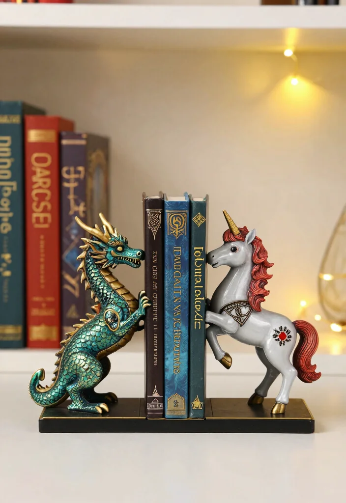 18 Fantasy Bookshelf Decor Ideas That Feel Magical - 1. Enchanted Bookends 1