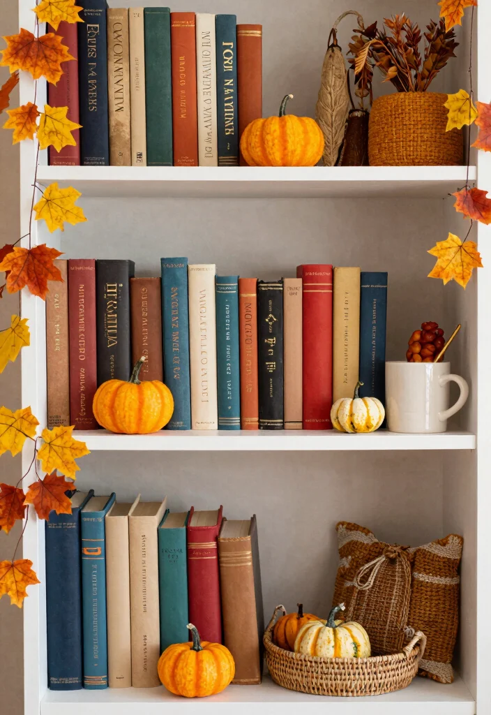 18 Fantasy Bookshelf Decor Ideas That Feel Magical - 10. Seasonal Decor 1