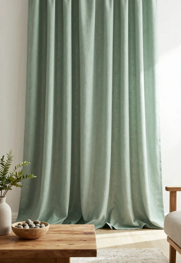 18 Green Living Room Curtains Ideas With Earthy Vibes - 5. Hemp Fabric Curtains 1