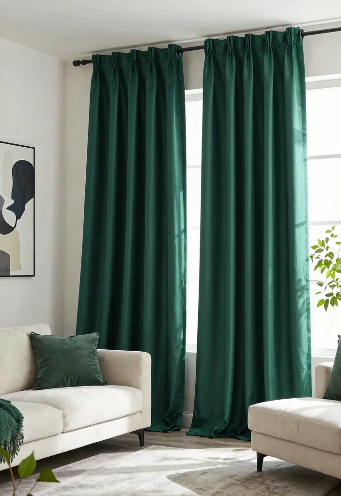 18 Green Living Room Curtains Ideas With Earthy Vibes - 9. Tencel Curtains for a Silk Like Finish 1