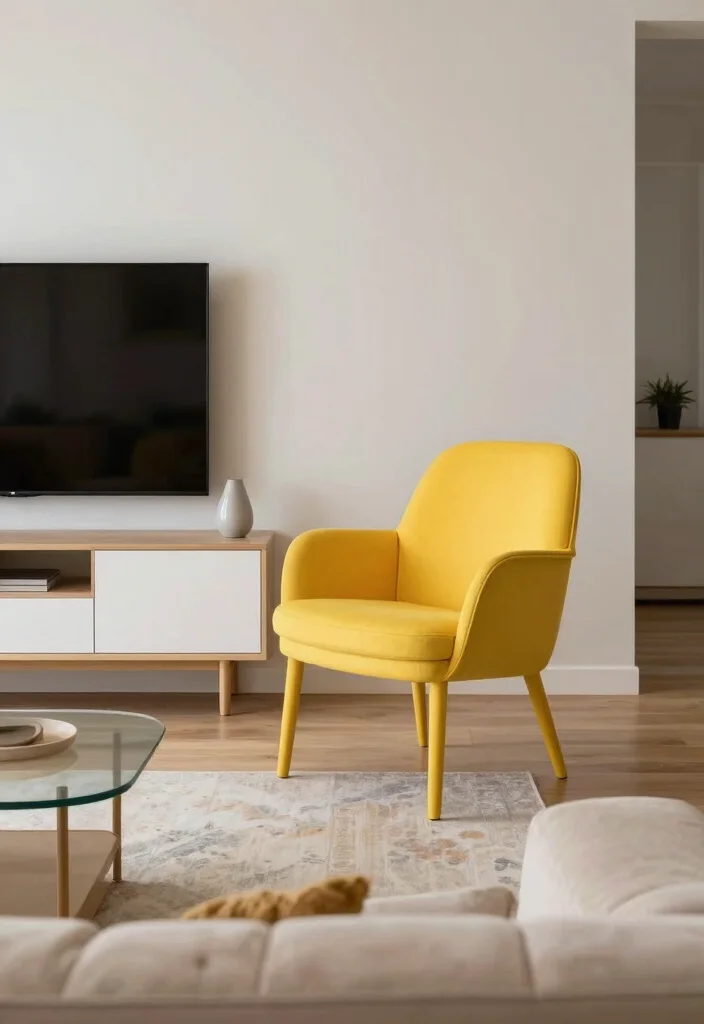 18 Modern TV Stand Living Rooms Ideas That Look Sleek 52 18 Modern TV Stand Living Rooms Ideas That Look Sleek - 12. Colorful Accent Furniture 1