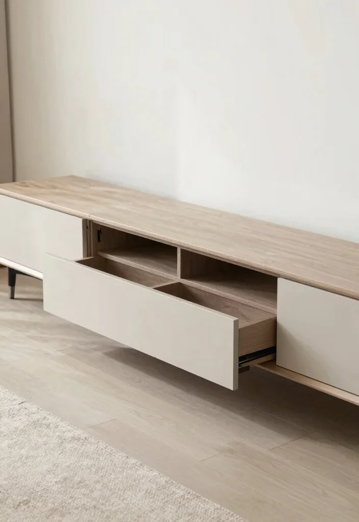 18 Modern TV Stand Living Rooms Ideas That Look Sleek 66 18 Modern TV Stand Living Rooms Ideas That Look Sleek - 16. Smart Storage Solutions 1