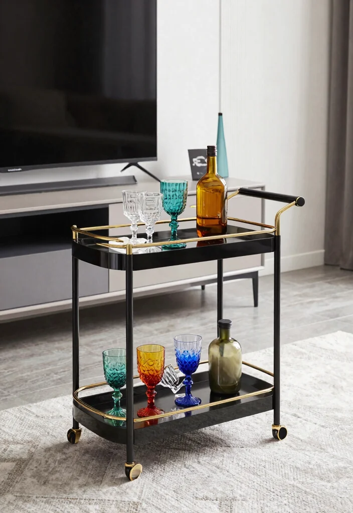 18 Modern TV Stand Living Rooms Ideas That Look Sleek 67 18 Modern TV Stand Living Rooms Ideas That Look Sleek - 17. Stylish Bar Carts 1