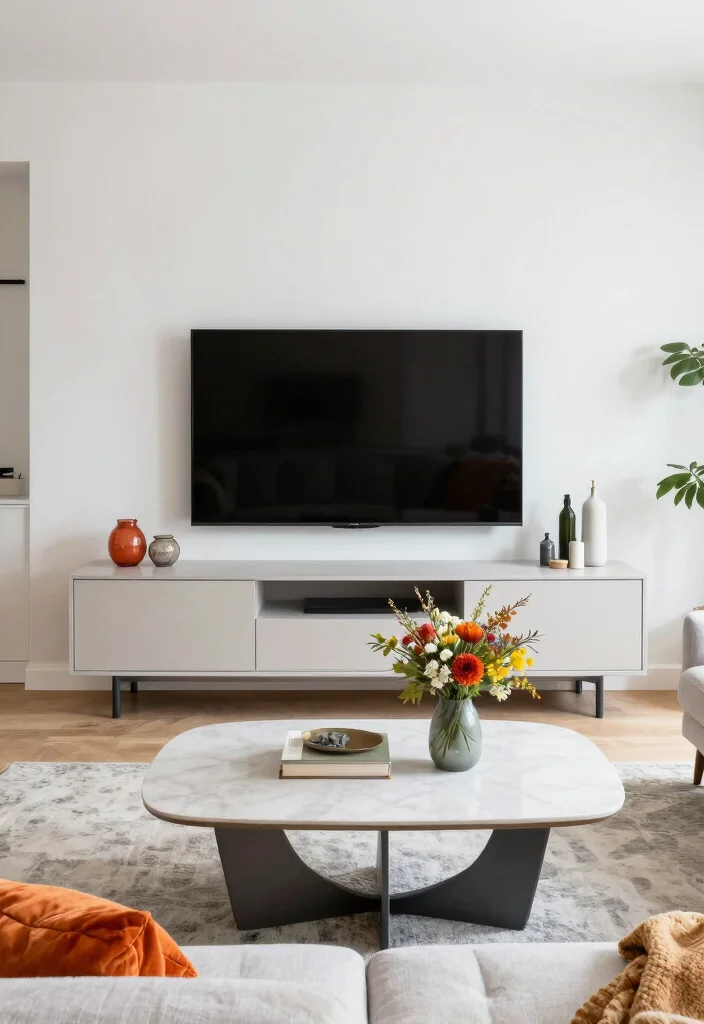18 Modern TV Stand Living Rooms Ideas That Look Sleek 68 18 Modern TV Stand Living Rooms Ideas That Look Sleek - 18. Seasonal Decor Swaps 1
