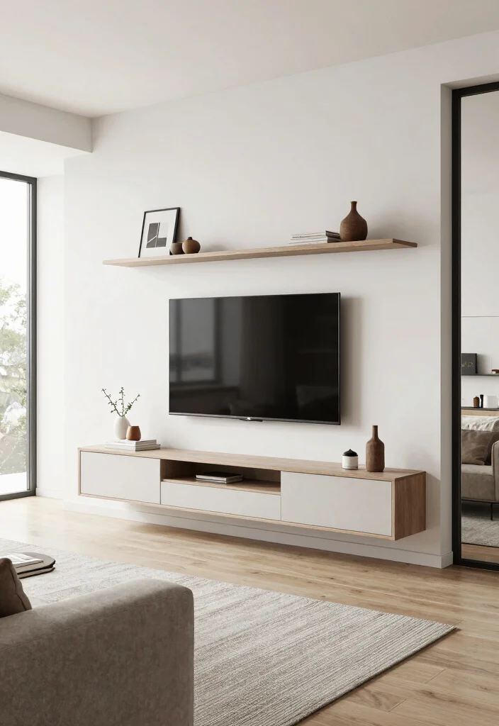 18 Modern TV Stand Living Rooms Ideas That Look Sleek 3 18 Modern TV Stand Living Rooms Ideas That Look Sleek - 3. A Wall-Mounted TV Stand 1