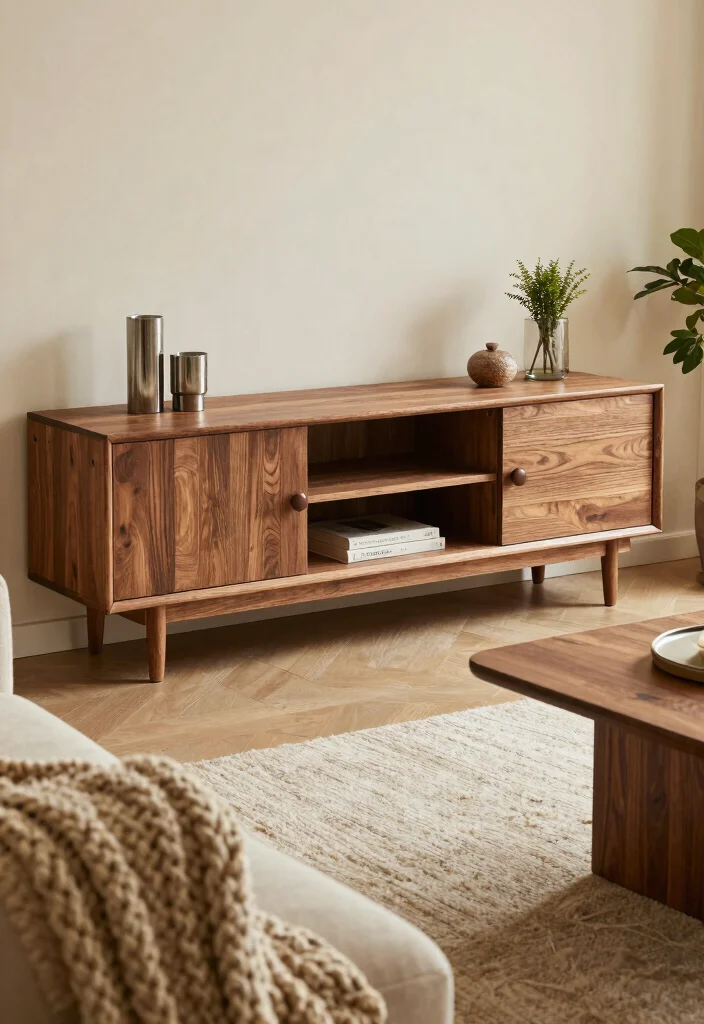 18 Wood TV Stand Decor Living Room Ideas That Feel Warm 1 18 Wood TV Stand Decor Living Room Ideas That Feel Warm - 1. Layered Textures 1