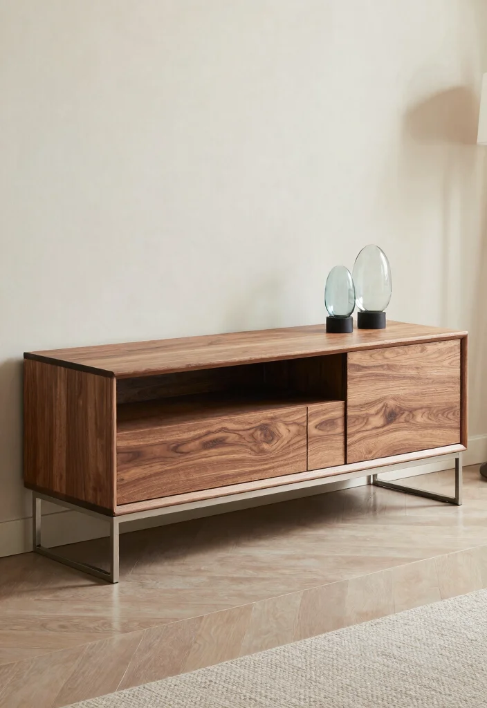 18 Wood TV Stand Decor Living Room Ideas That Feel Warm 30 18 Wood TV Stand Decor Living Room Ideas That Feel Warm - 10. Contrasting Materials 1