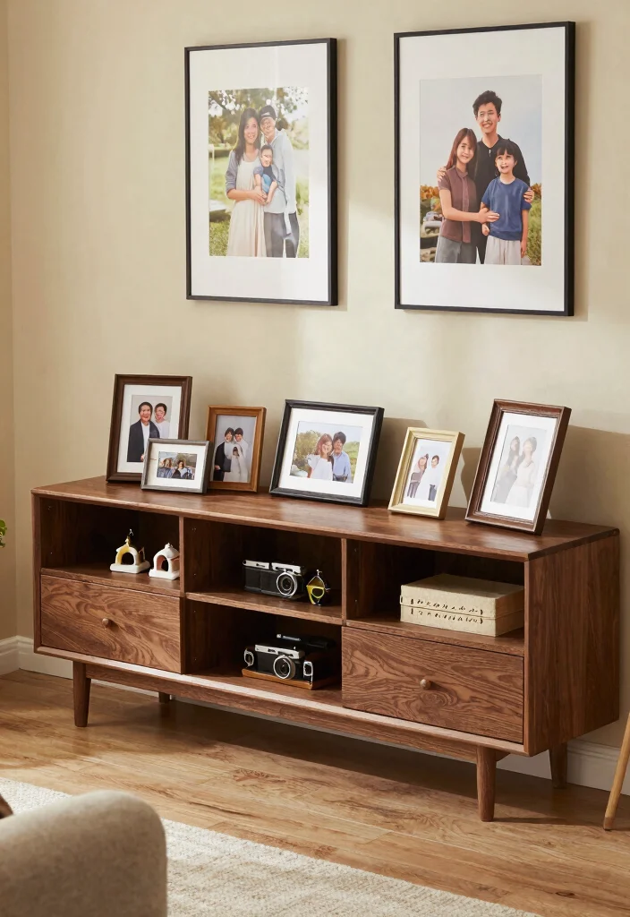 18 Wood TV Stand Decor Living Room Ideas That Feel Warm 15 18 Wood TV Stand Decor Living Room Ideas That Feel Warm - 5. Personal Touches 1