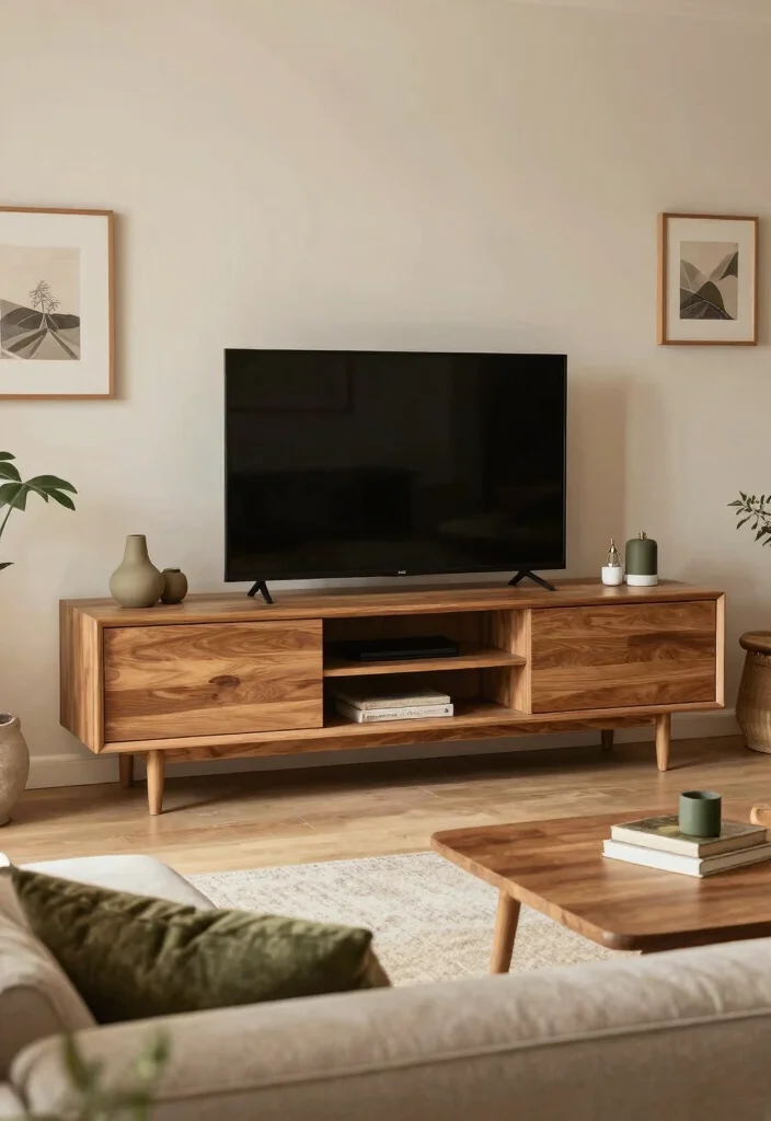 18 Wood TV Stand Decor Living Room Ideas That Feel Warm 27 18 Wood TV Stand Decor Living Room Ideas That Feel Warm - 7. Color Palette Harmony 1