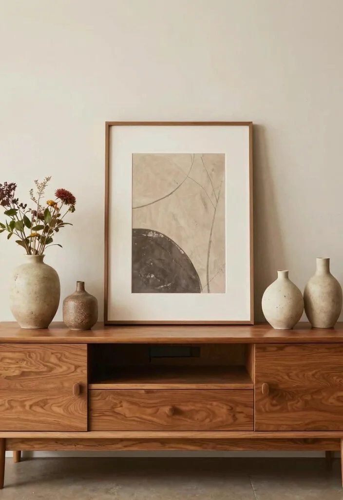 18 Wood TV Stand Decor Living Room Ideas That Feel Warm 28 18 Wood TV Stand Decor Living Room Ideas That Feel Warm - 8. Artful Arrangements 1