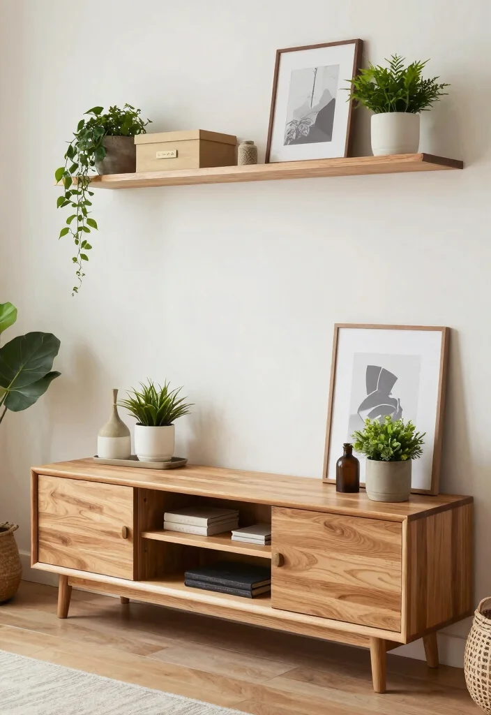 18 Wood TV Stand Decor Living Room Ideas That Feel Warm 29 18 Wood TV Stand Decor Living Room Ideas That Feel Warm - 9. Open Shelving Style 1