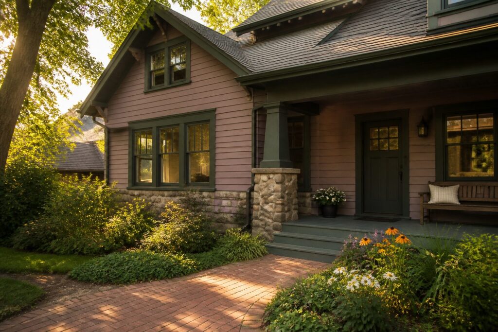 A collage of homes painted in various exterior colors.