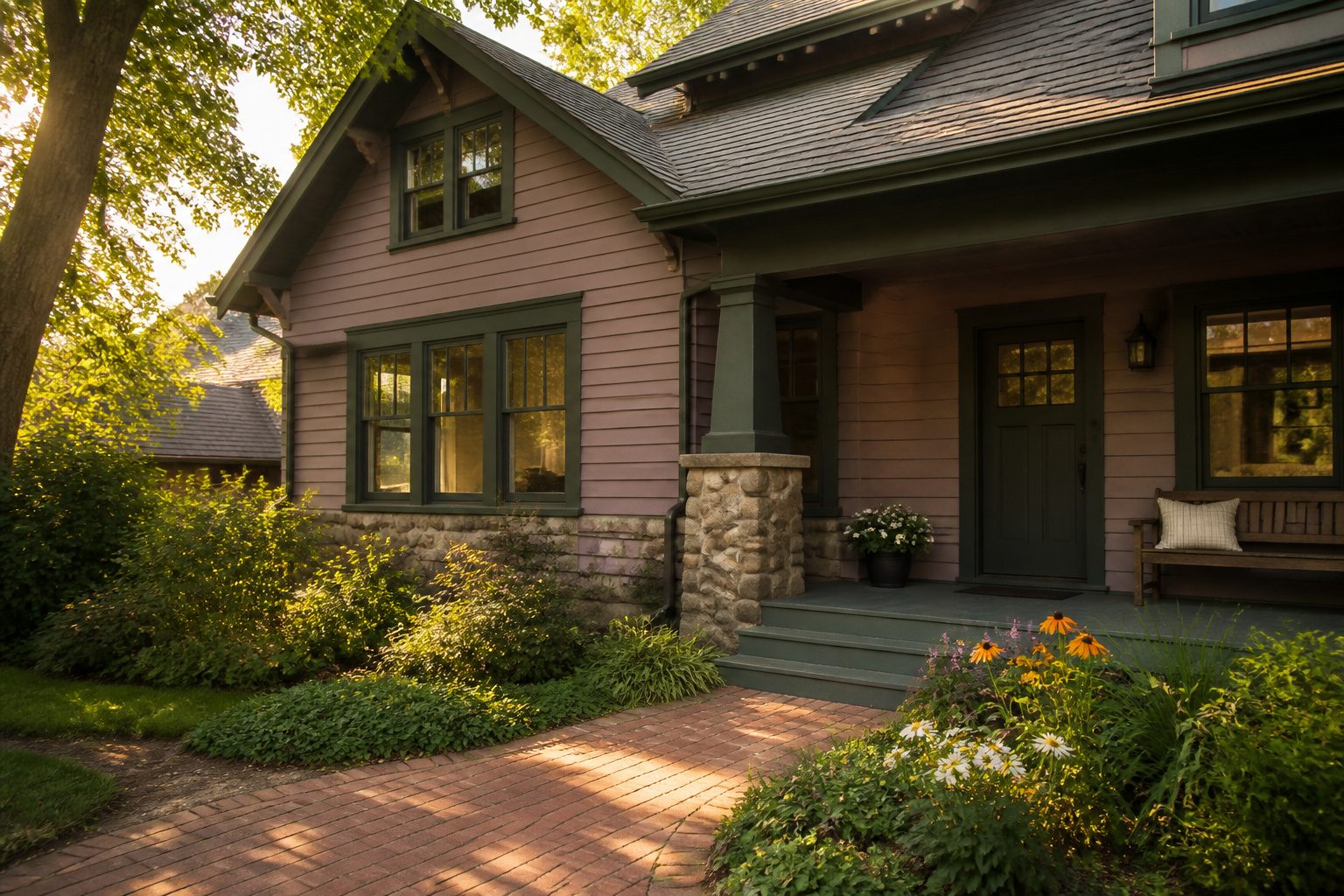 A collage of homes painted in various exterior colors.